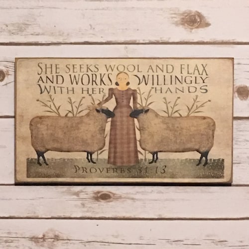 Handmade Sheep Homespun Wool Farmhouse Sign Primitive Folk Art - Etsy