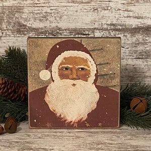 Primitive Folk Art Santa ~ Primitive Santa Sign ~ Primitive Christmas ~ Farmhouse Christmas Decor