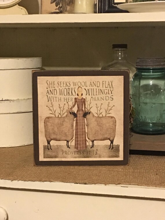 Farmhouse Decorfolk Artprimitive Decor Wool And Flax Art Etsy