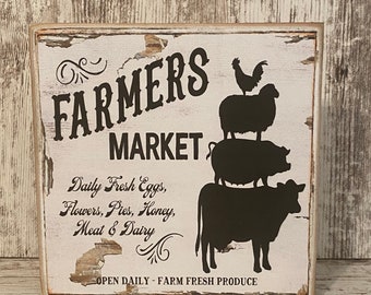 Primitive Farmhouse Kitchen Sign ~ Farmhouse Tiered Tray Sign ~ Primitive Kitchen Sign ~ Farm Animal Sign