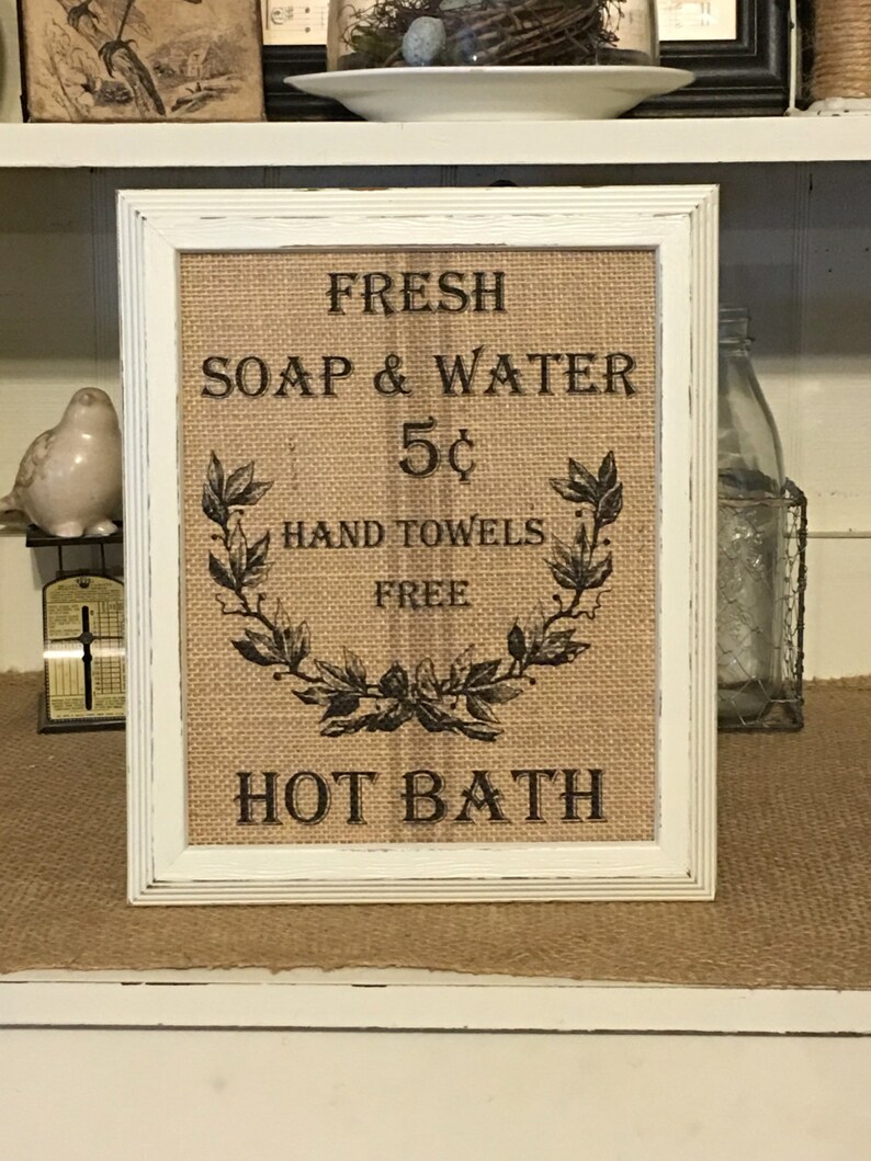 Farmhouse Decorhot Bath Burlap Print Bathroom Decor Rustic Etsy