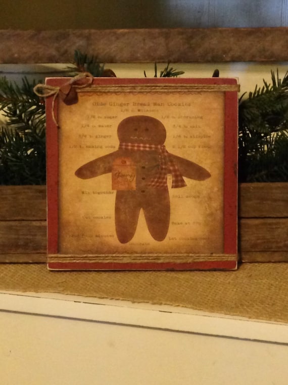 Ginger Bread Man Sign,Primitive Gingerbread Man Sign,Primitive Gingerbread Man Decor,Rustic Gingerbread Man Sign