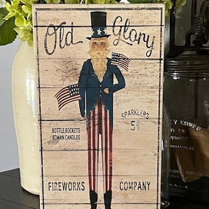 Old Glory Uncle Sam Wood Sign ~ Primitive Americana Decor ~ Fourth of July Decor