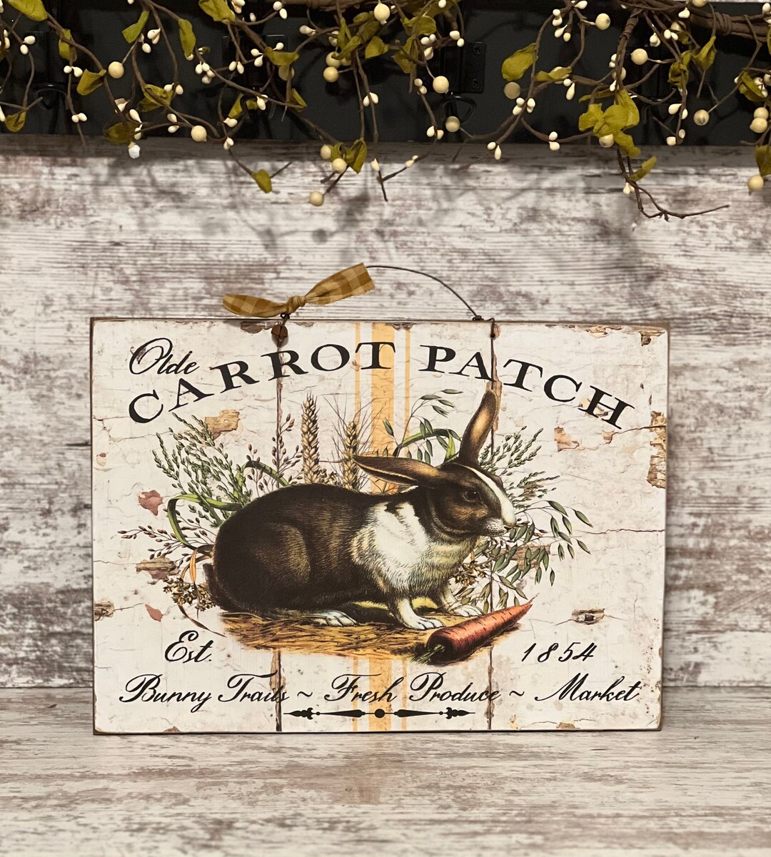 Primitive Olde Carrot Patch Bunny Sign ~ Primitive Rabbit Sign ...