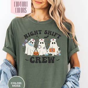 Night Shift Crew Nurse Halloween Comfort Colors® Shirt, Nurse Spooky Season T-Shirt, Gift for Nurse, Spooky RN tee, Nurse Graphic Tees