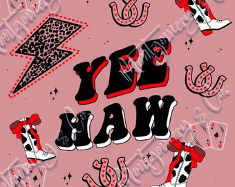 Western seamless file | Digital download only | YeeHaw red boots seamless pattern