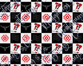 Black and white checkered Western seamless file | Digital download only