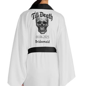 White Gothic Bridesmaid Robe, Gothic Bride, Gothic Bachelorette, Goth Bachelorette Gift, Goth Unique Gift, Gothic Wedding Gift