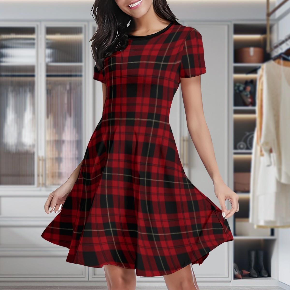 Red Plaid Dress Women - Etsy