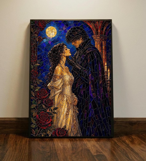 Dark Romance Anime Wall Art | Gothic Couple Print | Fantasy Love Artwork | Booktok Decor | Dark Academia Poster