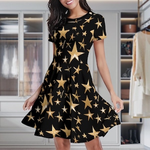 black dress xmas Adeawade Christmas Dresses Womens Chiffon Spring V Neck Long Sleeves Pleated A Line Midi Length Wedding Guest Versatile Clothes S Xmas Chrome Glitter Dress in