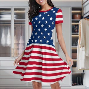 cute 4th of july dresses 4th Of July Flip Flop Print Twirl Dress
