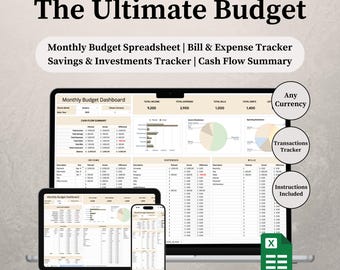 Monthly Budget Spreadsheet: Google Sheets Personal Finance Tracker (Digital Download)