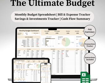 Monthly Budget Spreadsheet: Google Sheets Finance Tracker (Digital Download)