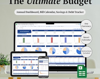 Annual Budget Template: Google Sheets Personal Finance Tracker (Digital Download)
