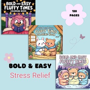 3 Bold & Easy Coloring Books Bundle - 120 Designs for Stress Relief | Printable PDF Download