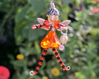 Orange and Black Halloween Pumpkin Fairy Charm