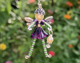 Halloween Witch Fairy Charm Purple and Green