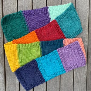 Rainbow Scarf, Color Block Hand Knit Winter Scarf