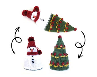 Knitted Reversible Snowman to Christmas Tree Decoration