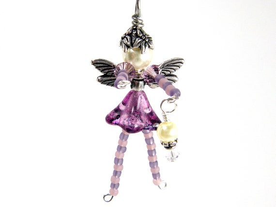 Handmade Sugarplum Fairy Charm Ornament, Purple Christmas Holiday Decoration