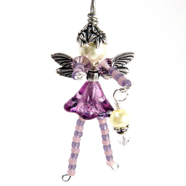 SUGARPLUM Fairy Ornament, Christmas Fairy, Christmas Decoration, Purple Fairy Decoration, Beaded Fairy Ornament, Tween Girl Gift, Grab Bag