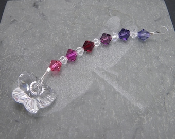 Atrapasol de mariposa de cristal Swarovski, prisma rosa y morado, colgante para coche