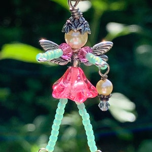 Pink Flower Fairy Figurine Charm: Magic Fairy Dust Zipper Pull