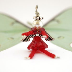 JULY Birthday Angel Charm Gift Package Decoration, Ruby Red Birthstone Guardian Angel Ornament, Girl Birthday Gift, Fairy Charm Zipper Pull