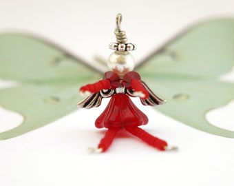 JULY Birthday Angel Charm Gift Package Decoration, Ruby Red Birthstone Guardian Angel Ornament, Girl Birthday Gift, Fairy Charm Zipper Pull