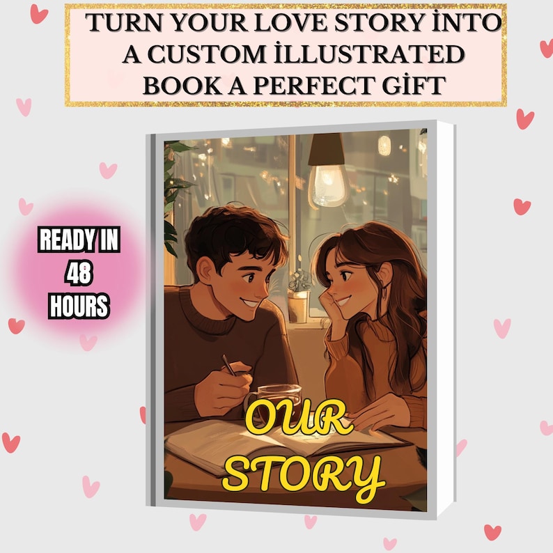 Libro di storie d'amore personalizzato Il nostro libro di storie Regalo di anniversario Libro di storie sentimentali, regalo personalizzato per San Valentino immagine 1