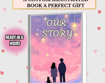 Libro di storie d'amore personalizzato, regalo di anniversario personalizzato (stampa digitale su tela)