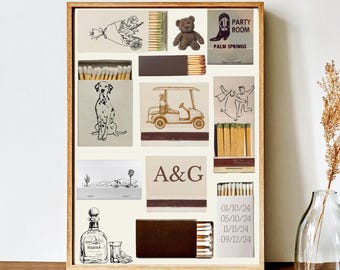 Custom Matchbook Art Poster: Personalized Retro Matchbox Gift (Digital Download)