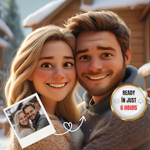 Couples' Portraits from Photo Cartoon Animation 3D Portrait Cartoon Style Couples Portraits valentine gift for him Valentine Day Couple Gift