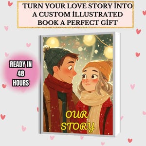 Personalized Love Story Book: Custom Couple Portrait, Anniversary Gift (Digital Download)