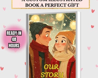 Personalized Love Story Book: Custom Couple Portrait, Anniversary Gift (Digital Download)