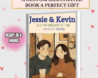 Libro di storie d'amore personalizzato, illustrazione di coppia personalizzata (file digitale)