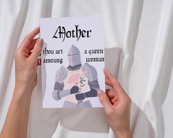 Funny Medieval Knight Mother's Day Card: Renaissance Style (Digital Download)