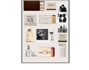 Custom Matchbook Art Print | Personalized Photo Collage Digital Download | Gift for Her, Him, Couple, Valentine's Day, Custom Gift