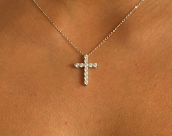 Moissanite Cross Necklace: Sterling Silver Religious Jewelry