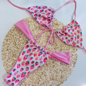 Handmade Bikini Set | &quot;Strawberry Shawty&quot; | Reversible