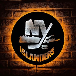 New York Islanders Led Lighted Sign , Christmas Gift Ny Islanders Ice Hockey Team Wall Decor, Ice Hockey Fans Gift