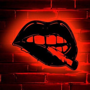 Woman Lips Led Lighted Sign , Lips Illuminated Wall Decor , Lips Led Sign , Lip Handmade Led Sign, Valentine&#39;s Day Gift , Birthday Gift