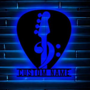 Custom Guitar Wood Wall Art With Led Light, Personalized Guitarist Name Sign Decor, Unique Music Room Gift, Music Lovers Decor, Guitar Gift