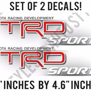 TRD Sport Custom Color Truck Racing Tacoma Decal Vinyl Sticker Pair Red/White/Gray