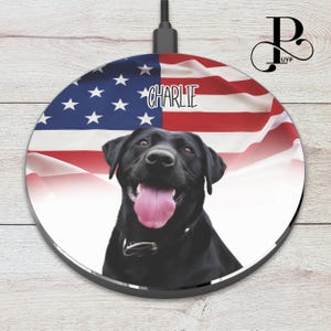 Cargador inalámbrico para mascotas personalizado, foto, nombre y fondo personalizados, regalo para amantes de los animales, almohadilla de carga rápida Qi, accesorio portátil para teléfono