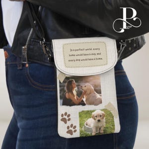 Cartera para teléfono con fotos y frases de perros personalizadas, regalo personalizado para dueños de perros, bolso bandolera para teléfono móvil, bolso liviano para teléfono iPhone/Samsung/Pixel