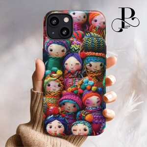 Bestickte Puppen Handyhülle, bestickte, skurrile Handyhülle, iPhone 16 15 14 13 12 11, Samsung Galaxy Galaxy S5 mini