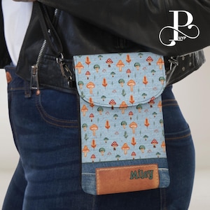 Cartera para teléfono con forma de hongo personalizada, bonito diseño de hongos pequeños, bolso bandolera exclusivo para teléfono móvil, bolso liviano para teléfono iPhone/Samsung/Pixel
