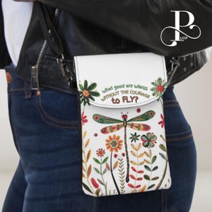 Cartera para teléfono con esqueletos bordados vintage en flor, bonito estampado floral, bolso bandolera exclusivo para teléfono móvil, funda para teléfono iPhone/Samsung/Pixel